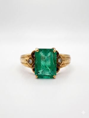 Pre Owned 9ct Yellow Gold Emerald Ring J50782
