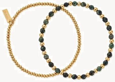 ChloBo MAN Kambara Jasper Set of 2 Bracelets - Gold Plated GBSETKJM