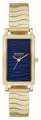 Skagen Hagen (22mm) Blue Wave Dial / Gold PVD Stainless Steel Wave Bracelet SKW3169