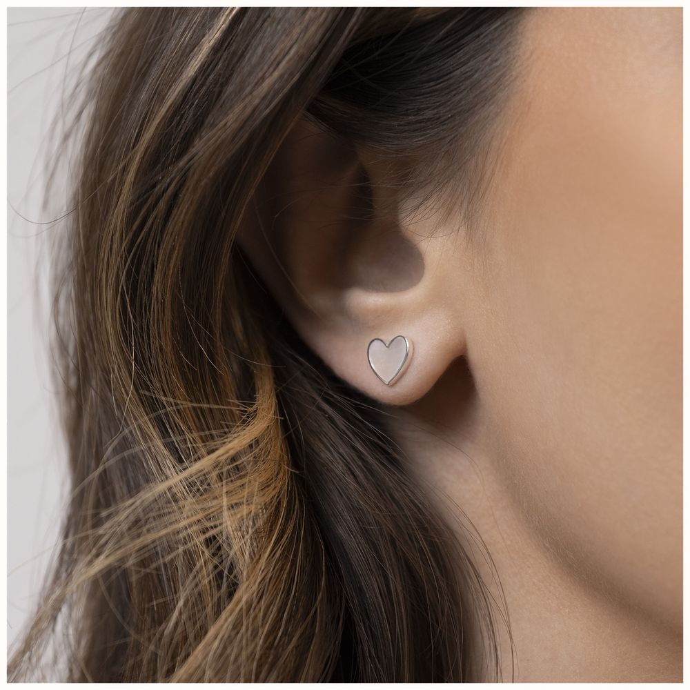 Radley - Orecchini a bottone a cuore in argento sterling con pietre di
