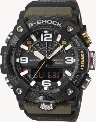 Casio G-Shock Master-of-G Mudmaster Carbon (51.3mm) Dual-Display / Green Resin Band GG-B100X-1A3ER