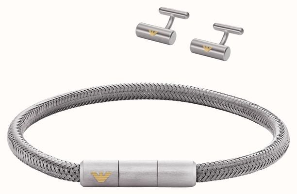 Emporio Armani Men's Stainless Steel Bracelet and Cufflinks Set EGS3044SET
