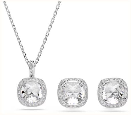 Swarovski Una Angelic set, Cushion cut, White, Rhodium plated 5754343