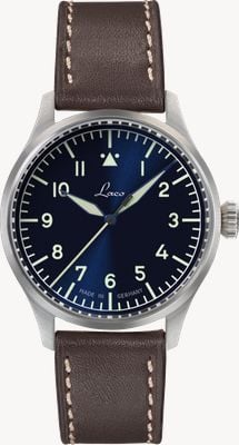 Laco Stuttgart PRO Automatic (40mm) Blue Sunray Dial / Dark Brown Leather Strap Watch 862141-1670