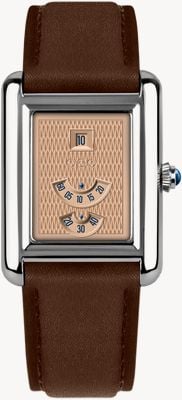 Out Of Order Forma Venti Automatic Jump-Hour 'Salmon' (30.5mm) Salmon Guilloché Dial / Brown Leather Strap Watch F20473C.316