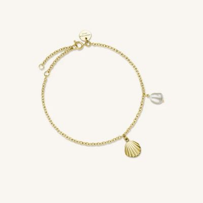 Rosefield Jewellery Gold Shell And Pearl Bracelet JSPBRG-J163