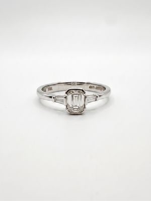 18k W/gold Emerald Cut Diamond Ring JM3150