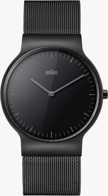 Braun BN0211 Classic Slim Quartz (38mm) Black Dial / Black PVD Stainless Steel Mesh Bracelet Watch BN0211BBKMHG