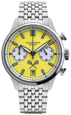 Duckworth Prestex Lostock Quartz Chronograph (40mm) Yellow Tennis Dial / Stainless Steel Bracelet D547-09 ST
