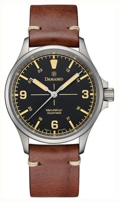 Damasko DK26 Three-Hand Manufacture Automatic (39mm) Black Dial / Vintage Mocha Leather Strap DK26-VINTAGE MOCHA LEATHER