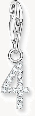 Thomas Sabo Silver Charm Pendant Number 4 With Zirconia 2128-051-21