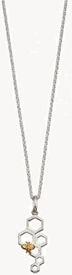 Elements Silver Silver Gold Plate Bee Honeycomb Drop Pendant Only (Necklace separately) P4674