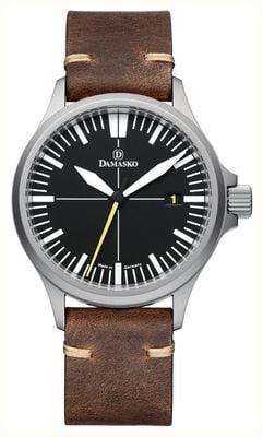 Damasko DS30 YELLOW Three-Hand Automatic (39mm) Black Dial / Vintage Mocha Leather Strap DS30 YELLOW VINTAGE MOCHA LEATHER