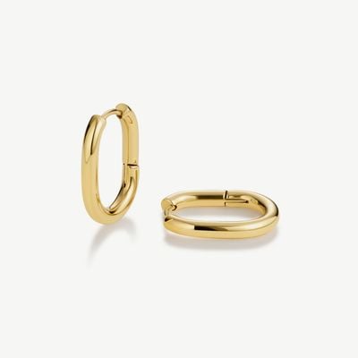 D.LOUISE 14ct Yellow Gold PVD Plated Oval Hoop Earrings GE-015