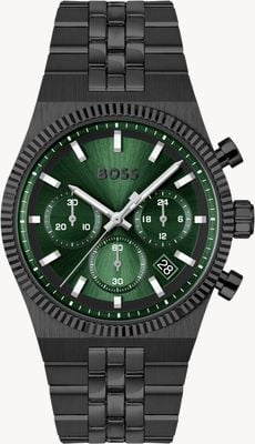 BOSS CANDOR PRIME Quartz Chronograph (41mm) Green Dial / Black PVD Stainless Steel Bracelet 1514308