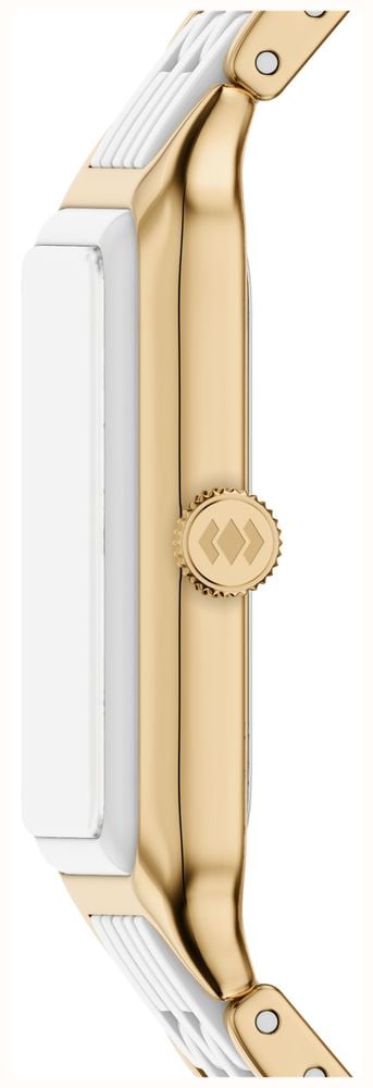 Fossil Raquel 26 mm Three-Hand Date Gold-Tone Stainless Steel & White Ceramic Fossil Watch CE1136 - alternate view 2