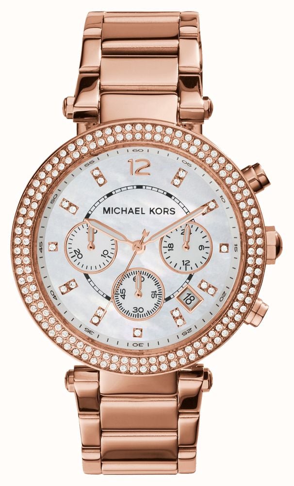 Michael kors rose gold watch blue face best sale