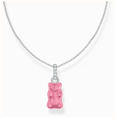 Thomas Sabo x HARIBO Pink Goldbears Crystal Pendant Sterling Silver Necklace 40-45cm KE2209-052-9-L45V