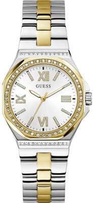 Guess Watches Women's Empress White Sunray Dial Two-Tone Stainless Steel Bracelet GW1095L3