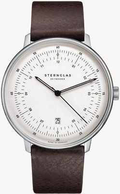 STERNGLAS Hamburg Quartz (42mm) White Dial / Brown Leather S01-HH10-VI11