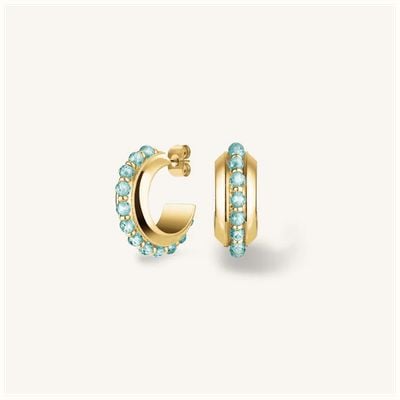 Rosefield Jewellery Blue Beads Gold Hoop Earrings JEBBG-J818