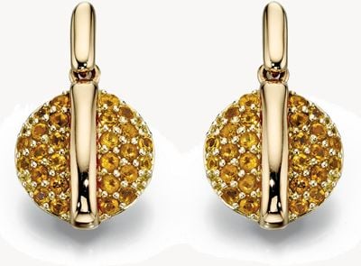Fiorelli Gold 9k Yellow gold Citrine Pavé Disc Earrings GE2057
