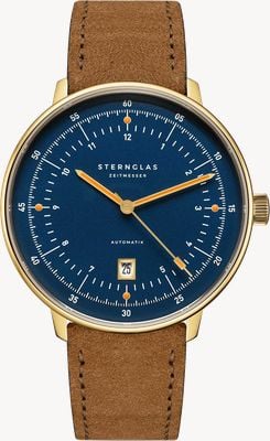 STERNGLAS Hamburg Automatic (42mm) Blue Dial / Brown Suede Strap S02-HHM07-WL02