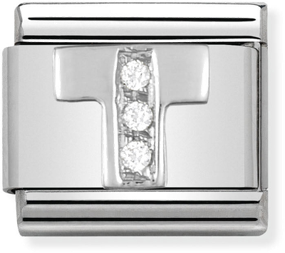 Nomination Classic Letter T Sterling Silver & Steel Cubic Zirconia Charm 330301/20