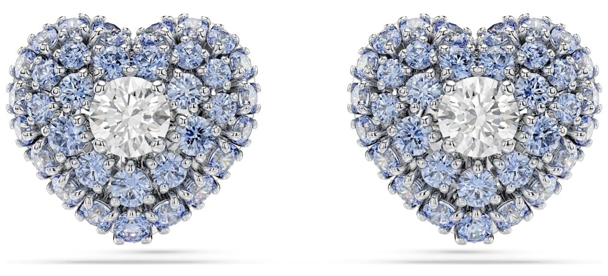 Swarovski 5683576 Hyperbola Stud Earrings Heart Blue and Jewellery
