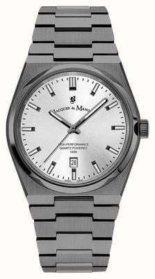 Jacques Du Manoir Horizon Quartz (41mm) Silver Dial / Black Stainless Steel Bracelet JWG03505