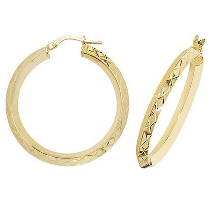 Treasure House ER1018-25 9k Yellow Gold Hinged Hoop Earrings Jewellery