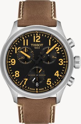 Tissot Chrono L Quartz (42mm) Black Dial / Brown Leather Strap T1164171605201