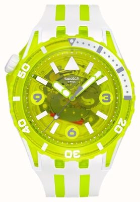 Swatch SCUBAQUA EGG YOLK (44mm) Transparent Yellow Dial / Matte White Silicone Strap SSCU09J100