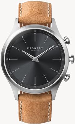Kronaby SEKEL Hybrid Smartwatch (41mm) Black Dial / Brown Italian Leather Strap S3123/1