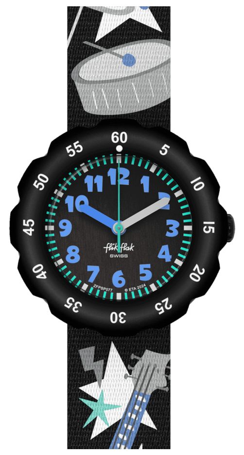 Flik Flak FPSP077 STAGE STAR (34.75mm) Black Dial / Black Watch