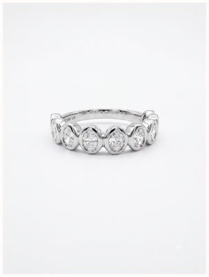 Platinum Oval Lab Grown Oval Band 0.90ct Dvvs Diamond Ring J76455