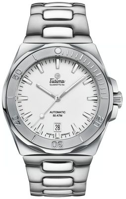 Tutima Glashütte M2 Seven Seas S Automatic (40mm) Glossy White Dial / Stainless Steel Bracelet 6156-10
