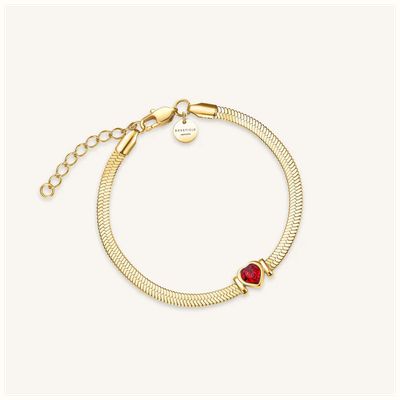Rosefield Jewellery Snake Ruby Heart Gold Bracelet JBSRG-J1012