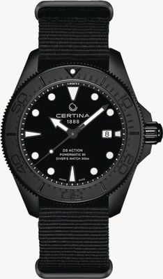 Certina DS Action Diver Automatic (43mm) Black Dial / Black Fabric Strap C0326073805100