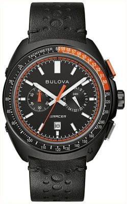 Bulova Men's Racer Chronograph (42mm) Black Dial / Black Leather Strap 98B428