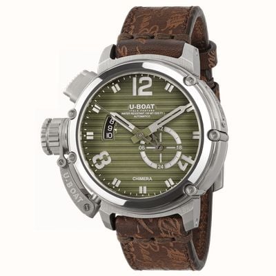 U-Boat Chimera SS Verde Limited Edition (46mm) Striped Green Dial / Aged Brown Leather Strap 9604