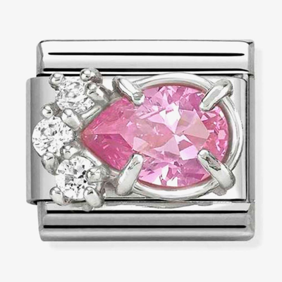 Nomination Classic Silver & Pink Zirconia Teardrop Charm 330329/08