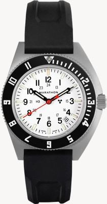 Marathon Arctic Edition SSNAV-D Steel Navigator Date Quartz (41mm) White Dial / Black Rubber Strap WW194013SS-0530