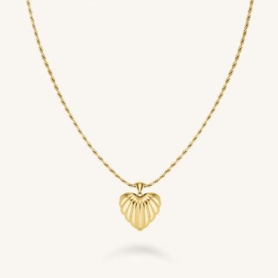 Rosefield Jewellery Ridged Gold Heart Pendant Necklace JNHPG-J1007