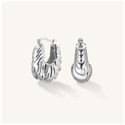Rosefield Jewellery Statement Knotted Hoops Silver JESKS-J1055