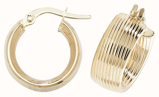 James Moore TH 9ct Yellow Gold 10mm Hoop Earrings ER1057-10