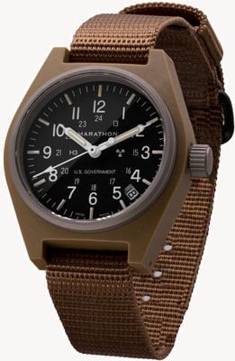 Marathon GPQ Desert Tan General Purpose Quartz US Government (34mm) Black Dial / Tan Ballistic Nylon Strap WW194015DT-0003