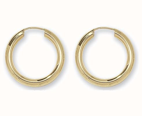 9ct Yellow Gold 16mm Hoop Sleeper Earrings ES131