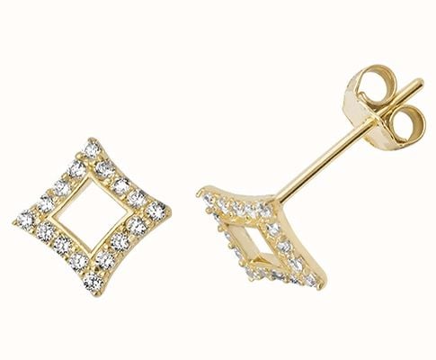 James Moore TH 9k Yellow Gold Cubic Zirconia Stud Earrings ES509