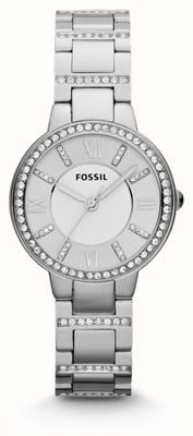 Fossil Women's Virginia | Silver Dial | Crystal Set | Stainless Steel Bracelet ES3282